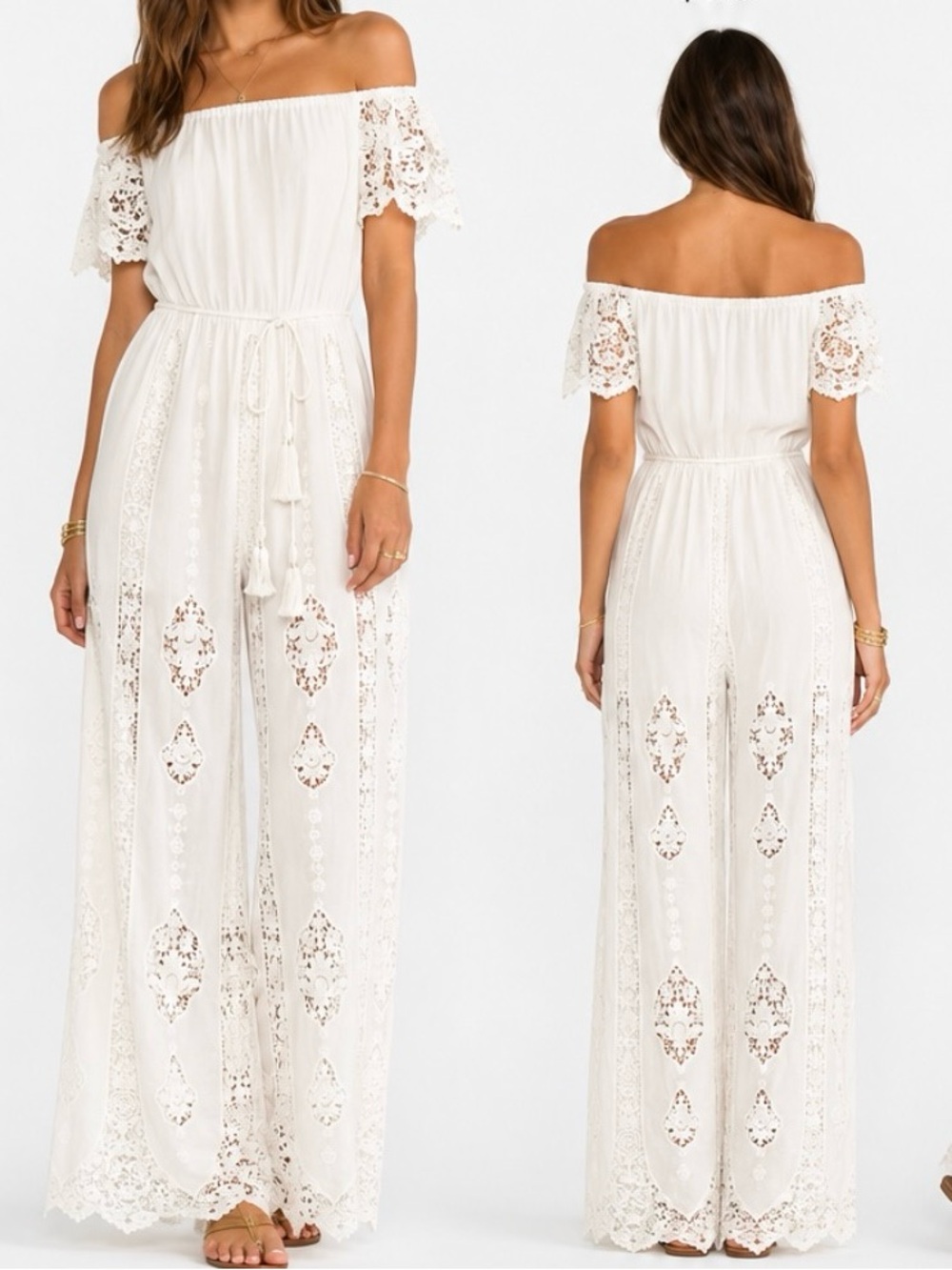 RARE Nightcap Diamond Lace Positano Jumpsuit White Bridal MSRP $495